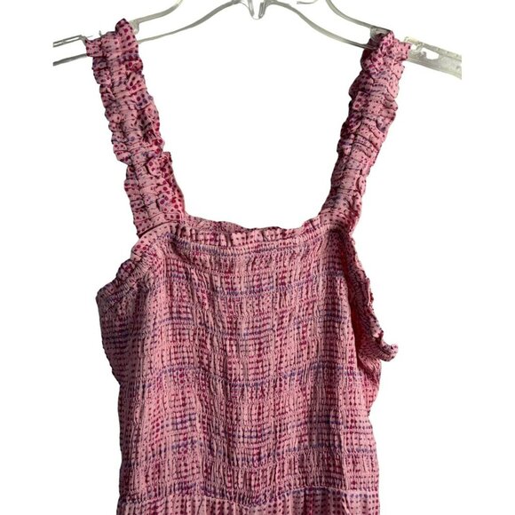 Romper Pink Geodot Plaid Smocked Bodice & Straps Pull-On Nordstrom B.P. Sz M NEW - Picture 2 of 5